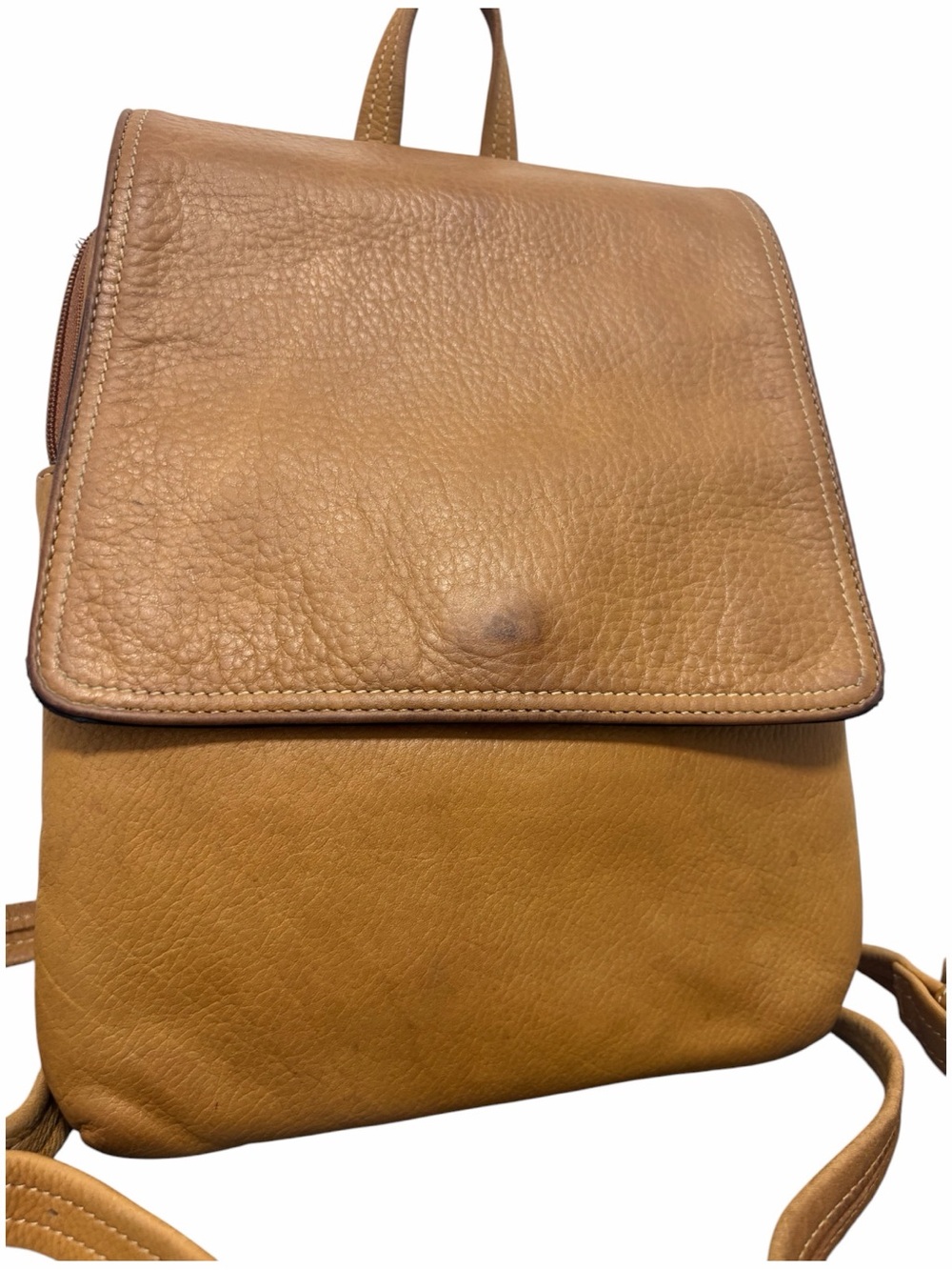 Vintage Tignanello Natural Camel Tan Leather Backpack - Picture 2 of 14